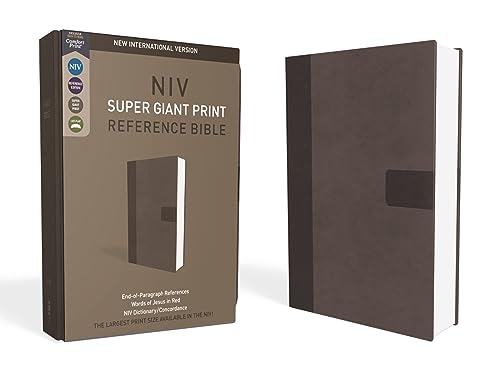 NIV, Super Giant Print Reference Bible, Giant Print, Imitation Leather, Gray, Red Letter Edition - Imitation Leather