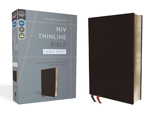 NIV, Thinline Bible, Large Print, Bonded Leather, Black, Red Letter Edition - Bonded Leather