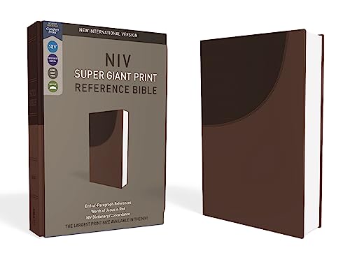 NIV, Super Giant Print Reference Bible, Imitation Leather, Brown, Red Letter Edition - Imitation Leather