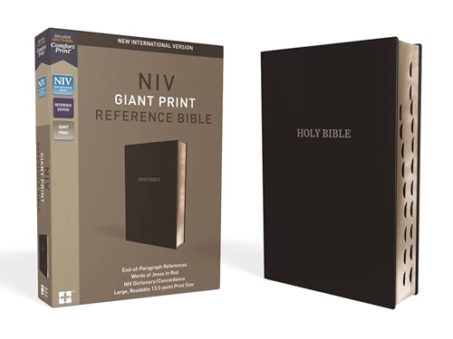NIV, Reference Bible, Giant Print, Leather-Look, Black, Red Letter Edition, Indexed, Comfort Print - Imitation Leather