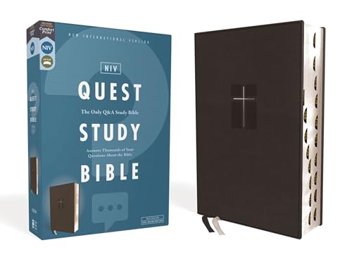 Niv, Quest Study Bible, Leathersoft, Black, Indexed, Comfort Print: The Only Q and A Study Bible - Imitation Leather