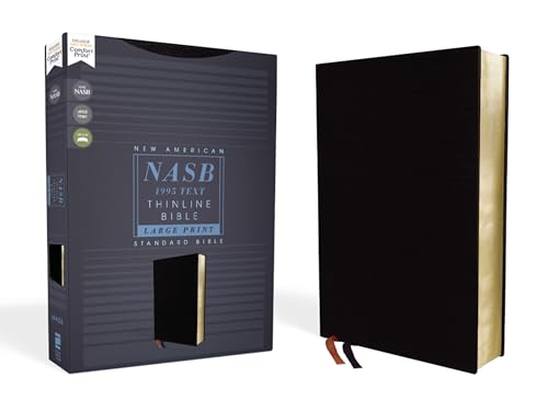Nasb, Thinline Bible, Large Print, Bonded Leather, Black, Red Letter Edition, 1995 Text, Comfort Print - Bonded Leather