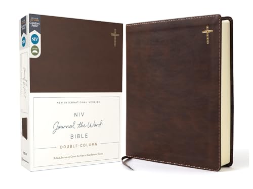 Niv, Journal the Word Bible, Double-Column, Leathersoft, Brown, Red Letter Edition, Comfort Print: Reflect, Take Notes, or Create Art Next to Your Fav - Imitation Leather