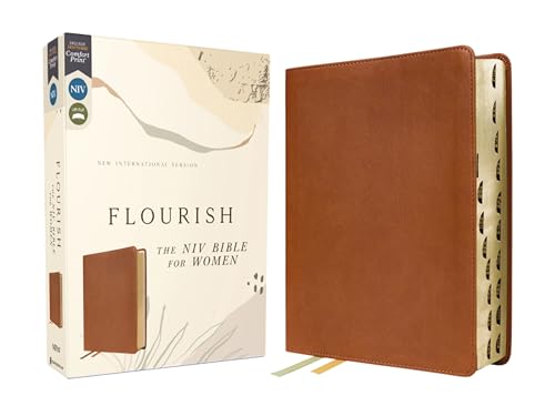Flourish: The NIV Bible for Women, Leathersoft, Brown, Thumb Indexed, Comfort Print - Imitation Leather