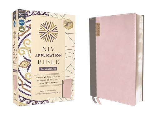 NIV Application Bible, Personal Size, Leathersoft, Pink/Gray, Red Letter, Comfort Print: Bringing the Ancient Message of the Bible Into Your World - Imitation Leather