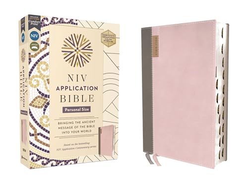 NIV Application Bible, Personal Size, Leathersoft, Pink/Gray, Red Letter, Thumb Indexed, Comfort Print: Bringing the Ancient Message of the Bible Into - Imitation Leather