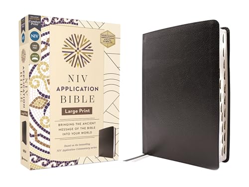 NIV Application Bible, Large Print, European Bonded Leather, Black, Red Letter, Indexed, Comfort Print: Bringing the Ancient Message of the Bible Into - Bonded Leather