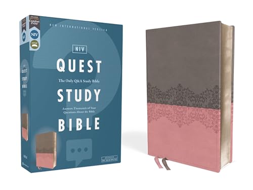 Niv, Quest Study Bible, Leathersoft, Gray/Pink, Comfort Print: The Only Q and A Study Bible - Imitation Leather
