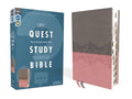 Niv, Quest Study Bible, Leathersoft, Gray/Pink, Thumb Indexed, Comfort Print: The Only Q and A Study Bible - Imitation Leather
