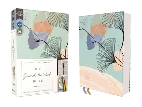 Niv, Journal the Word Bible (Perfect for Note-Taking), Leathersoft, Teal/Floral, Red Letter, Comfort Print: Reflect, Take Notes, or Create Art Next to - Leather