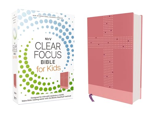 Nirv, Clear Focus Bible for Kids (Help Kids with ADHD or Dyslexia Read with Confidence), Leathersoft, Pink: Read More of the Bible with Better Focus U - Leather