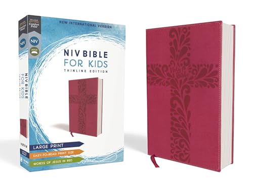 Niv, Bible for Kids, Large Print, Leathersoft, Pink, Red Letter, Comfort Print: Thinline Edition - Leather