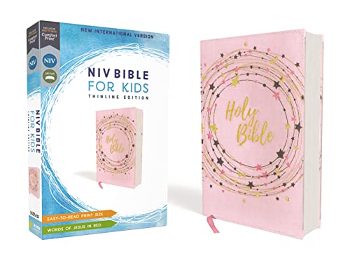 Niv, Bible for Kids, Flexcover, Pink/Gold, Red Letter, Comfort Print: Thinline Edition - Paperback
