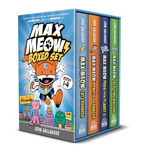 Max Meow Boxed Set: Welcome to Kittyopolis (Books 1-4): Max Meow 1: Cat Crusader; Max Meow 2: Donuts and Danger; Max Meow 3: Pugs from Planet X; Max M - Hardcover