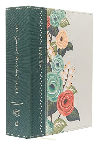 KJV, Journal the Word Bible, Large Print, Green Floral Cloth, Red Letter Edition: Reflect, Journal, or Create Art Next to Your Favorite Verses - Hardcover