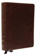 NKJV, Journal the Word Bible, Large Print, Bonded Leather, Brown, Red Letter Edition: Reflect, Journal, or Create Art Next to Your Favorite Verses - Bonded Leather