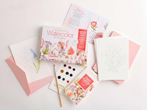 Watercolor the Easy Way Paint-Your-Own Watercolor Cards Flowers: Notecard Paint Kit with Paint and Brush Included - Other