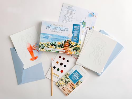 Watercolor the Easy Way Paint-Your-Own Watercolor Cards Coastal: Notecard Paint Kit with Paint and Brush Included - Other