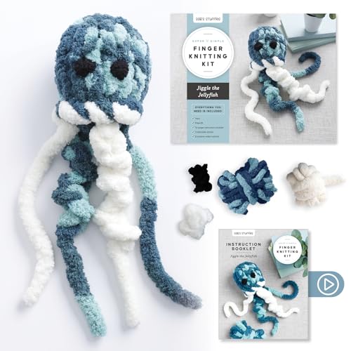 Super Simple Finger Knitting Kit Jiggle the Jellyfish: Everything You Need Is Included: Chunky Yarn, Fiberfill, Instruction Booklet, Exclusive Step-By - Other