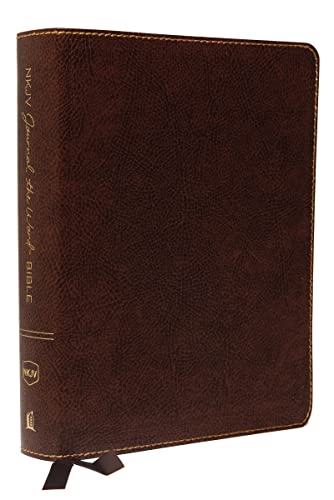 NKJV, Journal the Word Bible, Bonded Leather, Brown, Red Letter Edition, Comfort Print: Reflect, Journal, or Create Art Next to Your Favorite Verses - Bonded Leather