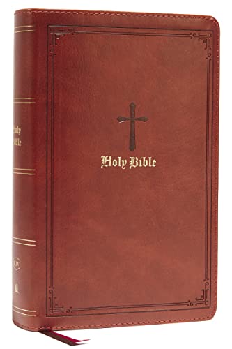 KJV Holy Bible: Large Print Single-Column with 43,000 End-Of-Verse Cross References, Brown Leathersoft, Personal Size, Red Letter, Comfort Print: King - Imitation Leather
