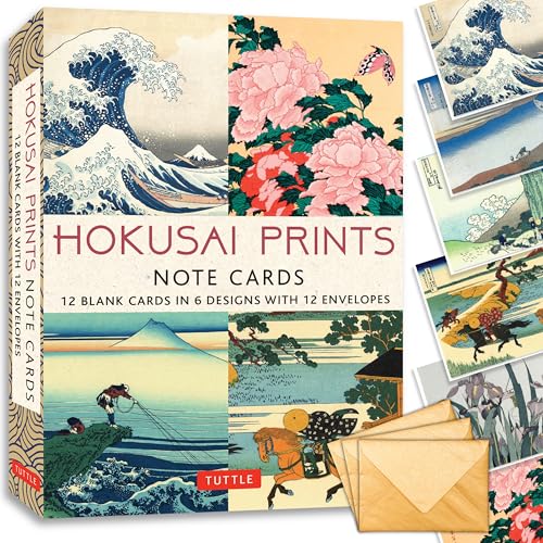 Hokusai Prints Note Cards - 12 Cards: 12 Blank Cards in 6 Lovely Prints (2 Each) with 12 Patterned Envelopes in a Keepsake Box - Other