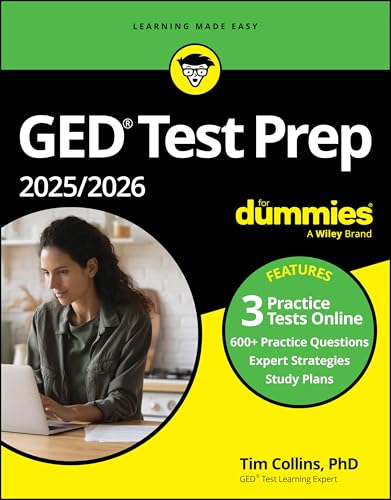 GED Test Prep 2025/2026 for Dummies: Book + 3 Practice Tests Online - Paperback