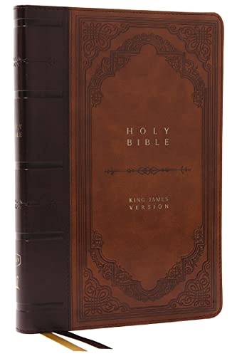 KJV Holy Bible: Giant Print Thinline Bible, Brown Leathersoft, Red Letter, Comfort Print: King James Version (Vintage Series) - Imitation Leather