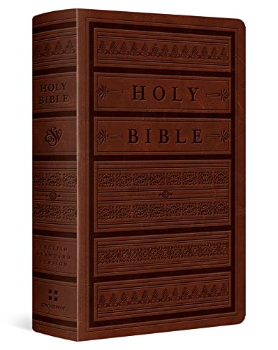 ESV Large Print Personal Size Bible (Trutone, Brown, Engraved Mantel Design) - Imitation Leather