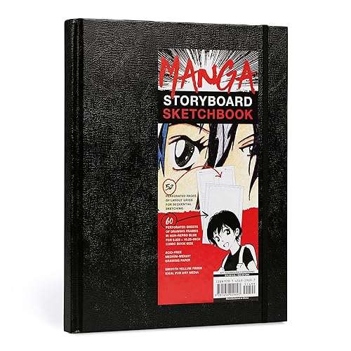 Manga Storyboard Sketchbook: A Comic Book Sketchbook with Storyboard Layout Grids, Acid-Free Medium-Weight Drawing Comic Book Paper - Hardcover
