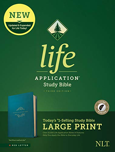 NLT Life Application Study Bible, Third Edition, Large Print (Leatherlike, Teal Blue, Indexed) - Imitation Leather