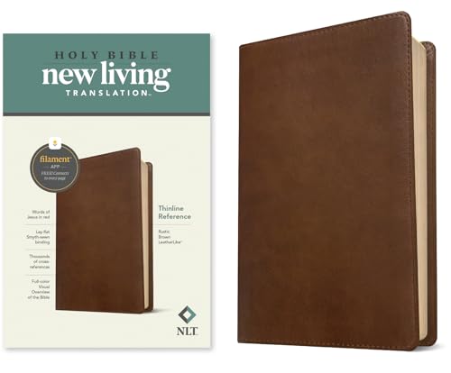 NLT Thinline Reference Bible, Filament Enabled Edition (Red Letter, Leatherlike, Rustic Brown) - Imitation Leather