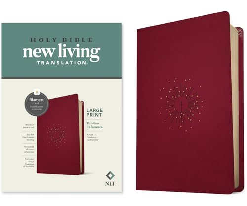 NLT Large Print Thinline Reference Bible, Filament Enabled Edition (Red Letter, Leatherlike, Berry) - Imitation Leather