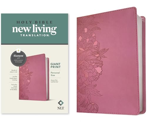 NLT Personal Size Giant Print Bible, Filament Enabled Edition (Red Letter, Leatherlike, Peony Pink) - Imitation Leather