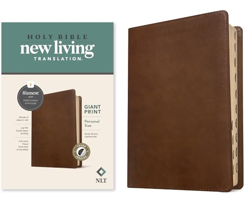 NLT Personal Size Giant Print Bible, Filament Enabled Edition (Red Letter, Leatherlike, Rustic Brown, Indexed) - Imitation Leather