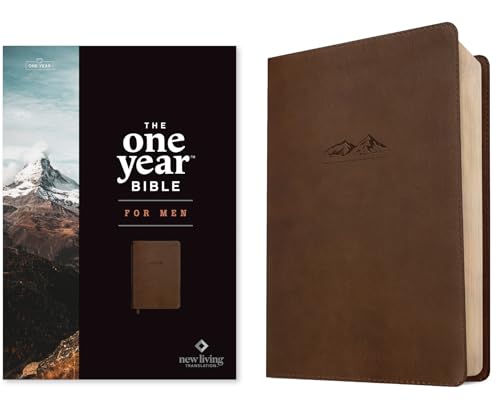 NLT the One Year Bible for Men (Leatherlike, Rustic Brown Mountain) - Imitation Leather