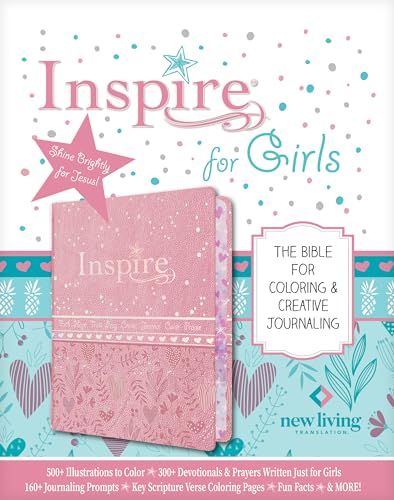 Inspire Bible for Girls NLT (Leatherlike, Pink): The Bible for Coloring & Creative Journaling - Imitation Leather
