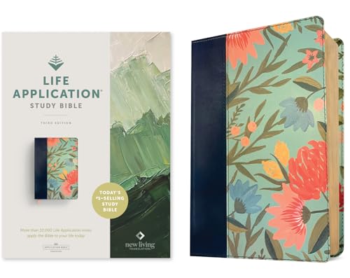 NLT Life Application Study Bible, Third Edition (Leatherlike, Teal Floral, Red Letter) - Imitation Leather