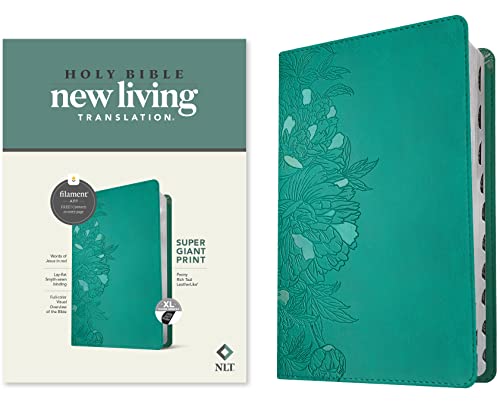 NLT Super Giant Print Bible, Filament Enabled (Leatherlike, Peony Rich Teal, Indexed, Red Letter) - Imitation Leather