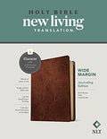 NLT Wide Margin Bible, Filament Enabled (Leatherlike, Dark Brown Palm, Red Letter) - Imitation Leather