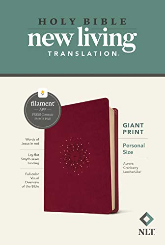 NLT Personal Size Giant Print Bible, Filament Enabled (Leatherlike, Aurora Cranberry, Red Letter) - Imitation Leather