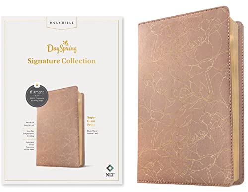 NLT Super Giant Print Bible, Dayspring Signature Collection, Filament Enabled (Leatherlike, Blush Floral, Red Letter) - Imitation Leather