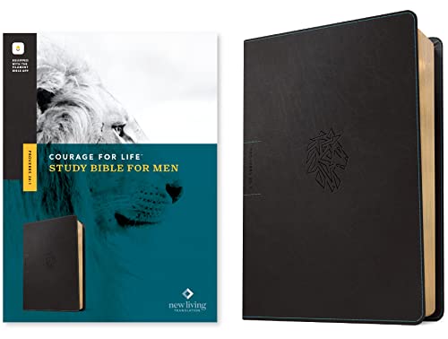 NLT Courage for Life Study Bible for Men, Filament Enabled (Leatherlike, Onyx Lion) - Imitation Leather