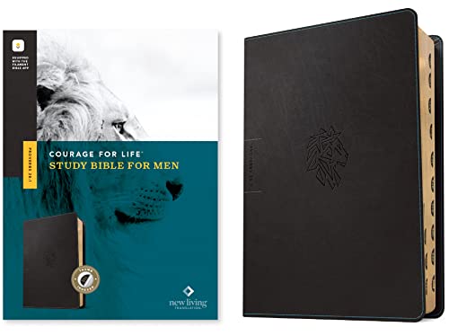 NLT Courage for Life Study Bible for Men, Filament Enabled (Leatherlike, Onyx Lion, Indexed) - Imitation Leather