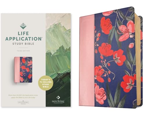 NLT Life Application Study Bible, Third Edition (Leatherlike, Pink Evening Bloom, Red Letter) - Imitation Leather