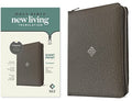 NLT Compact Giant Print Zipper Bible, Filament Enabled (Leatherlike, Woven Cross Gray, Red Letter) - Imitation Leather