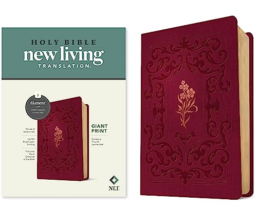 NLT Giant Print Bible, Filament Enabled (Leatherlike, Cranberry Flourish, Red Letter) - Imitation Leather