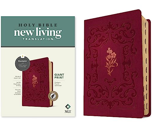 NLT Giant Print Bible, Filament Enabled (Leatherlike, Cranberry Flourish, Indexed, Red Letter) - Imitation Leather