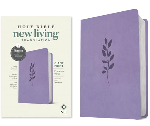 NLT Giant Print Premium Value Bible, Filament Enabled (Leatherlike, Lavender Vine) - Imitation Leather