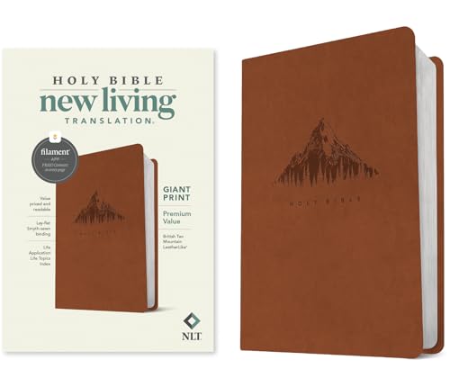 NLT Giant Print Premium Value Bible, Filament Enabled (Leatherlike, British Tan Mountain) - Imitation Leather